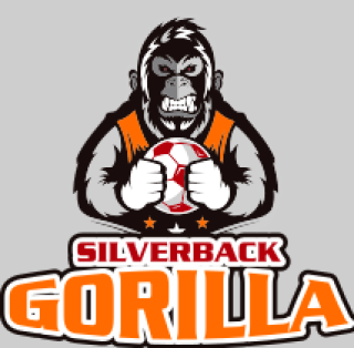 games logo gorilla mascot with soccer ball