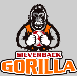 games logo gorilla with soccer ball mascot