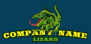cartoonish lizard moving slowly with its tongue out mascot