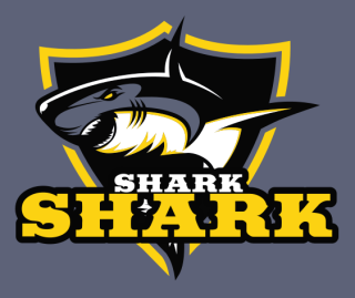 games logo shark mascot in shield