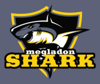 games logo shark mascot in shield
