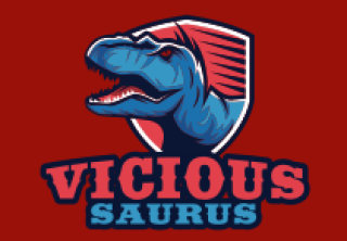 tyrannosaurus mascot logo in shield
