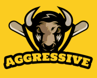 animal logo angry bull mascot with bats