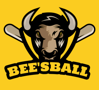 bison bull mascot and baseball bats