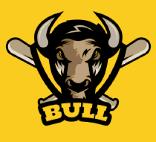 animal logo angry bull mascot with bats