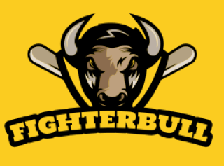 animal logo angry bull mascot with bats