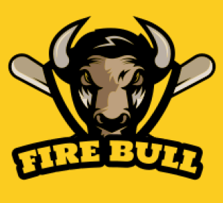 animal logo angry bull mascot with bats