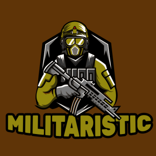 games logo online soldier with gun in shield