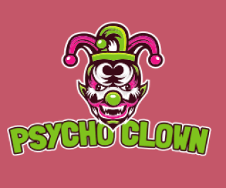 games logo mad psycho clown mascot