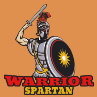 spartan mascot hold shield and sword