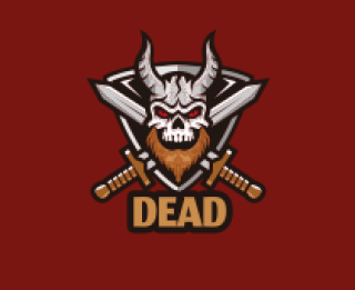games logo skull with horns and swords mascot