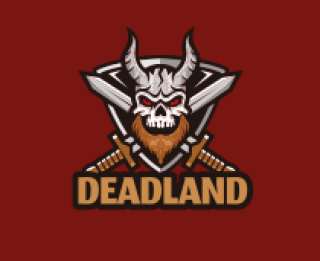 games logo skull with horns and swords mascot