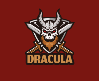 games logo skull with horns and swords mascot