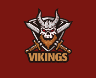 games logo skull with horns and swords mascot