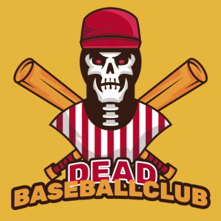 unique logo of baseball player with a skull face Mascot