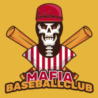 sports logo skull baseball player mascot