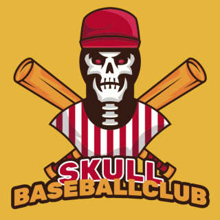 unique logo of baseball player with a skull face Mascot