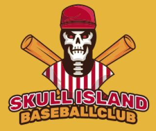 sports logo skull baseball player mascot