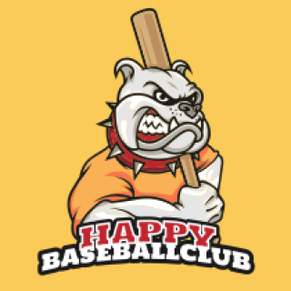 sports bulldog mascot with baseball bat