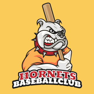 sports bulldog mascot with baseball bat