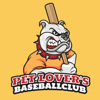 bulldog holding a baseball bat mascot