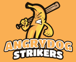 sports mascot logo angry banana with bat