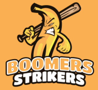 sports mascot logo angry banana with bat