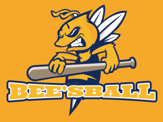 mascot hornet holding baseball in hands