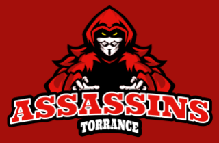 games logo smiling assassin mascot