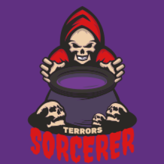 games logo devil cook magic portion in pot