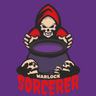 games logo devil cook magic portion in pot