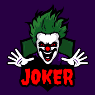 games logo scary joker mascot