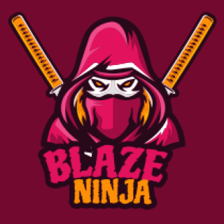 games logo ninja wearing hoodie with swords 