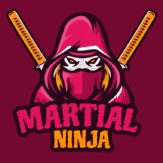 games logo ninja wearing hoodie with swords 