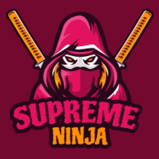 games logo ninja wearing hoodie with swords 
