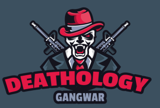 games logo grim reaper with guns mascot
