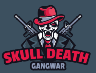 games logo grim reaper mascot with guns