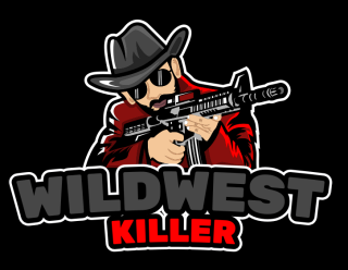 games logo icon man with cowboy hat and gun