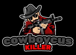 games logo icon man with cowboy hat and gun