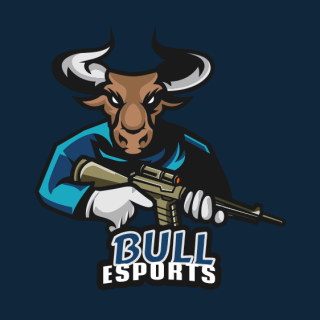 bull holding gun mascot logo icon