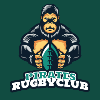 gorilla holding rugby mascot logo generator