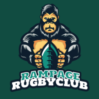 sports logo gorilla mascot holding rugby ball