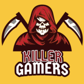 gaming logo grim reaper mascot with death scythes
