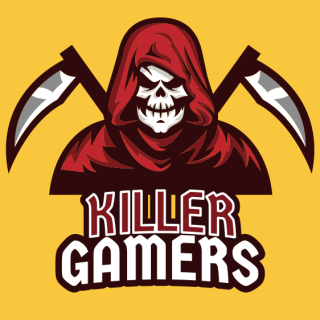 gaming logo grim reaper mascot with death scythes