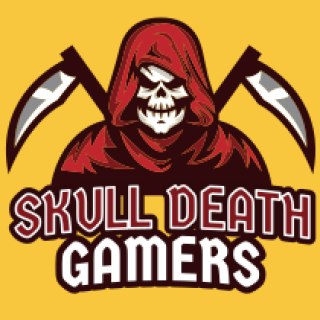 gaming logo grim reaper mascot with death scythes