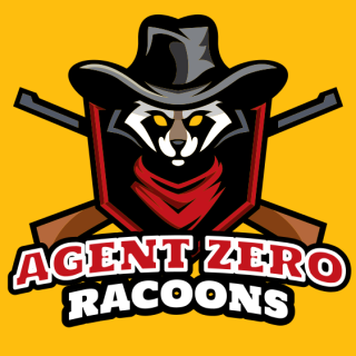 racoon mascot with cowboy hat in shield