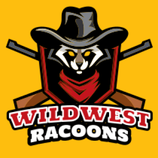 racoon mascot with cowboy hat in shield