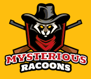 racoon mascot with cowboy hat in shield