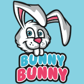 pet logo bunny mascot with cute smile