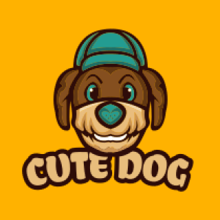 pet logo online smiley dog face with cap